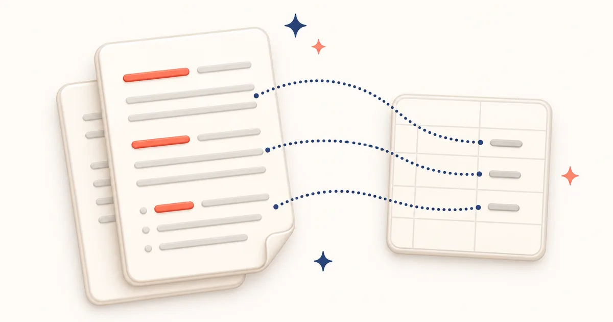 A column of figures on a schedule, each linked by a dotted line back to a highlighted line on a source document.